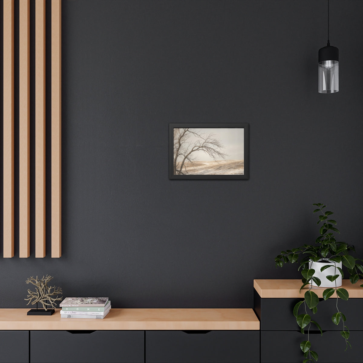 Framed Poster - Minimalist Winter Tree — Landscape