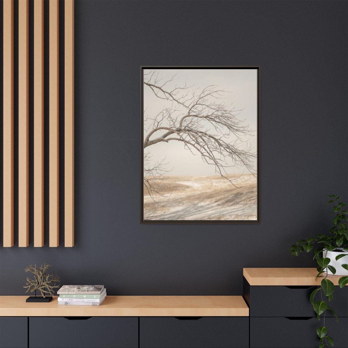 Matte Canvas, Framed - Winter Branch Solitude Landscape —......