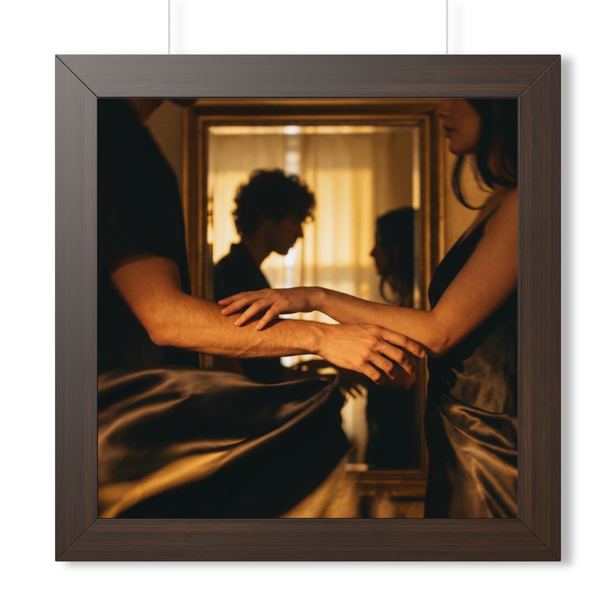 Framed Vertical Poster - Shadowed Silhouettes Romantic Art...