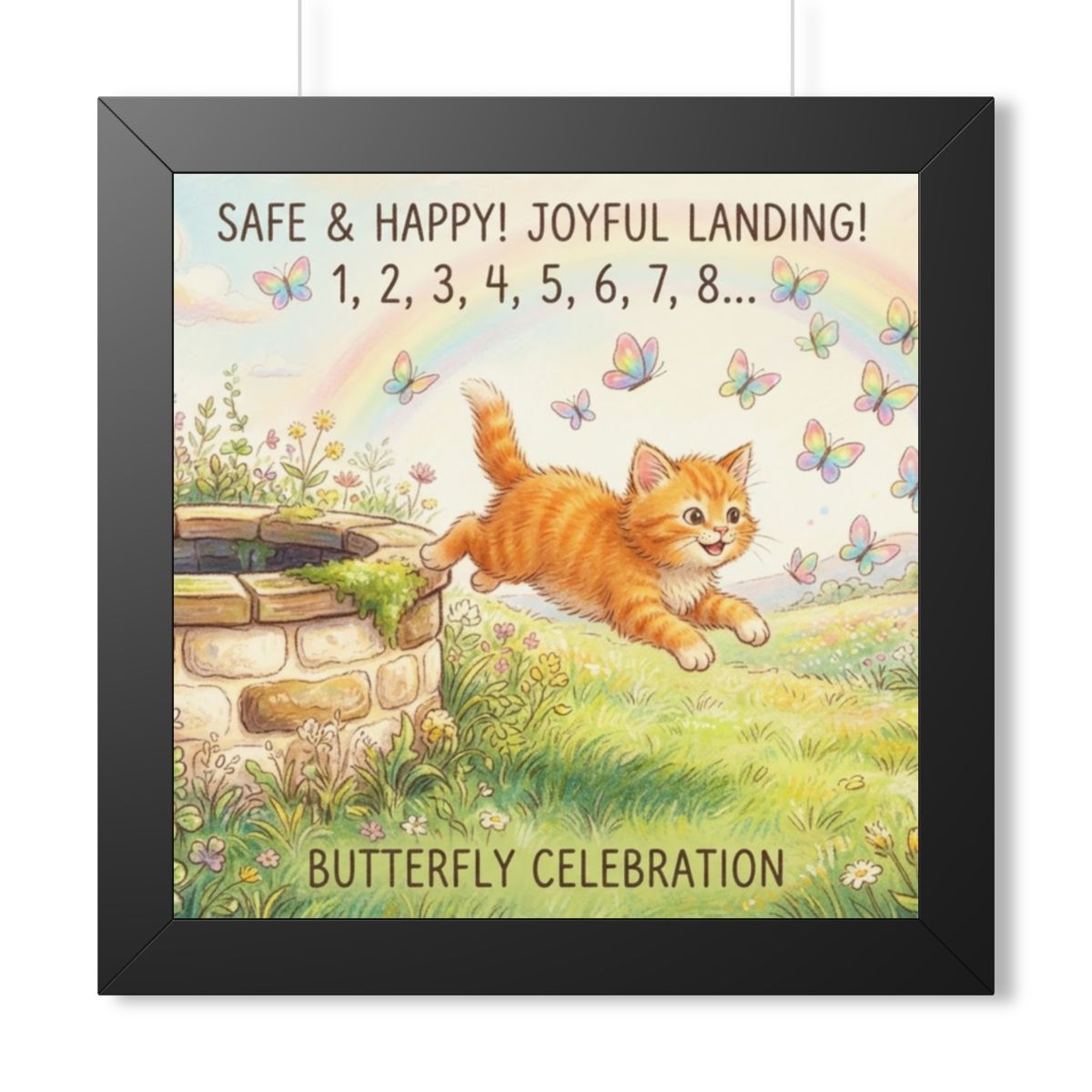 Framed Horizontal Poster - Joyful Kitten Meadow — Black... |...