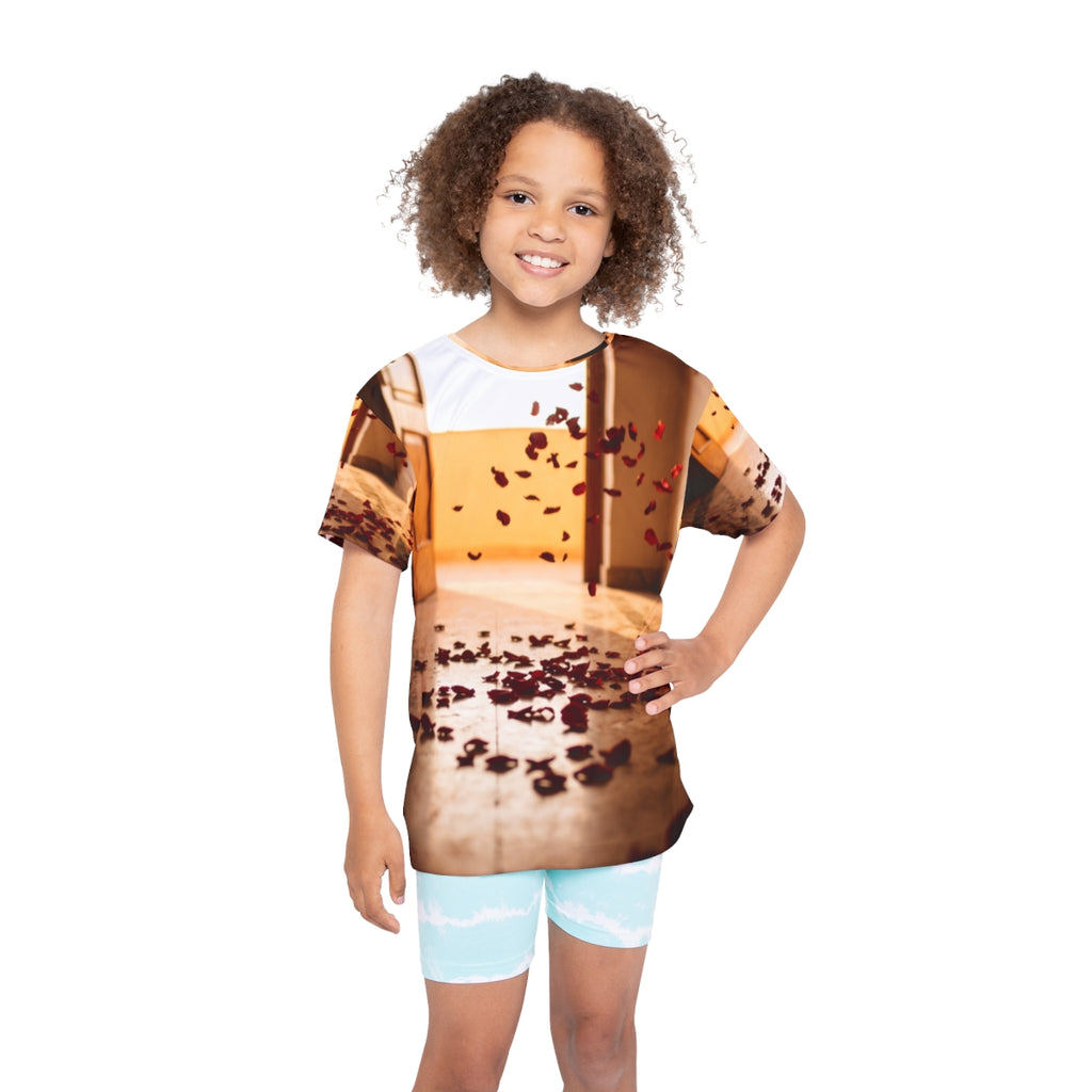 Kids Sports Jersey with Golden Rose Petals