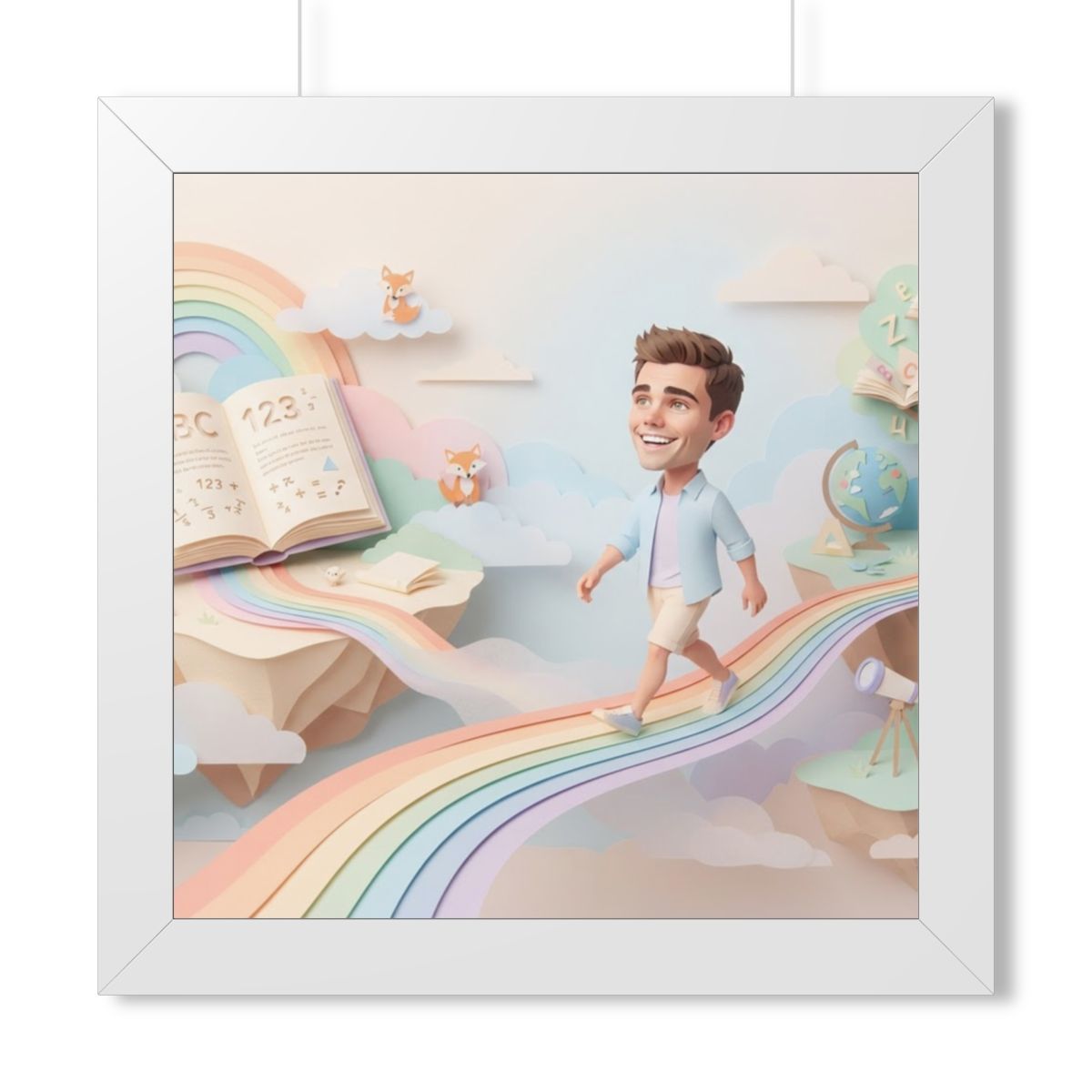 Framed Horizontal Poster - Rainbow Odyssey — White (14×11......