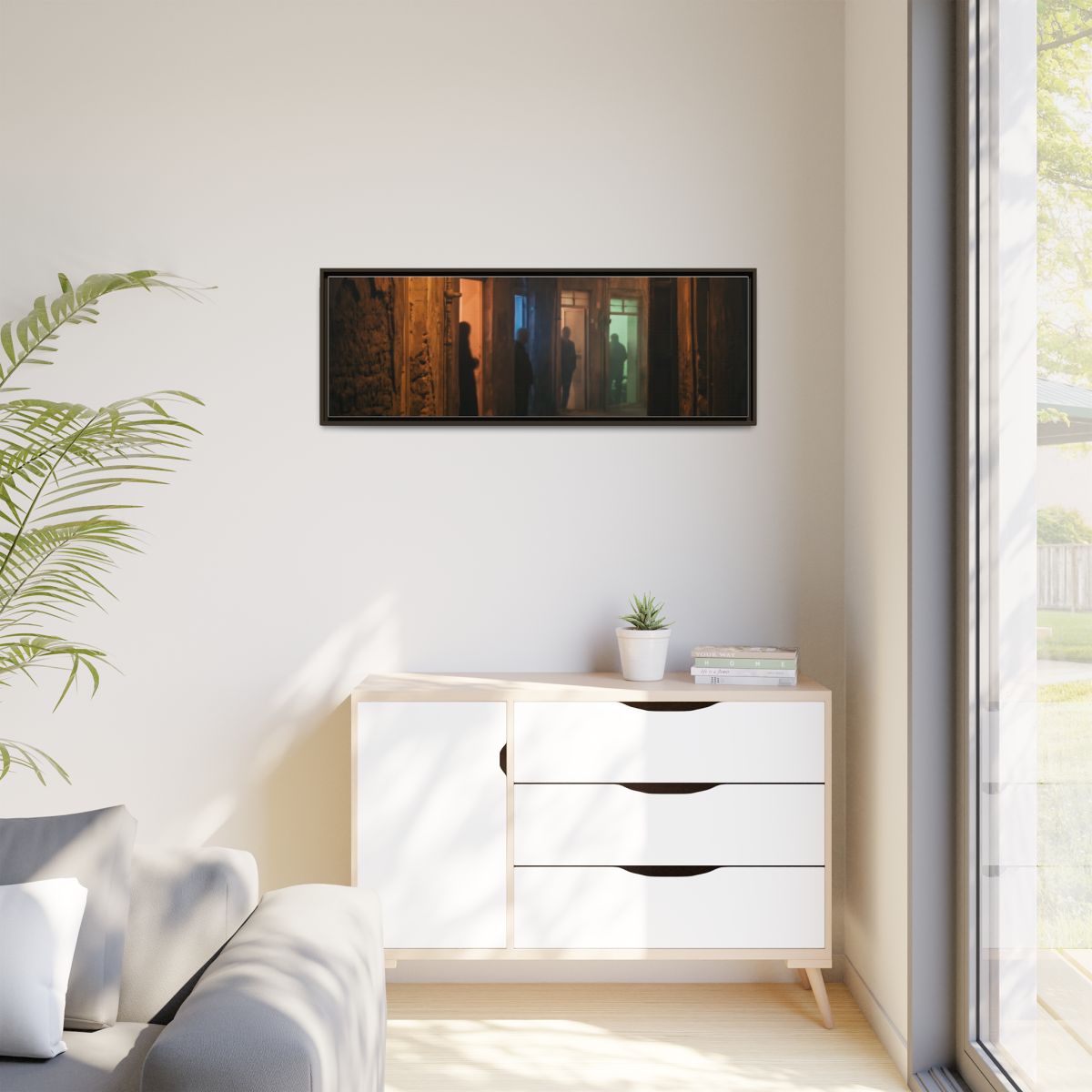 Matte Canvas, Framed - Shadowed Alleyway Mystery Art Print...