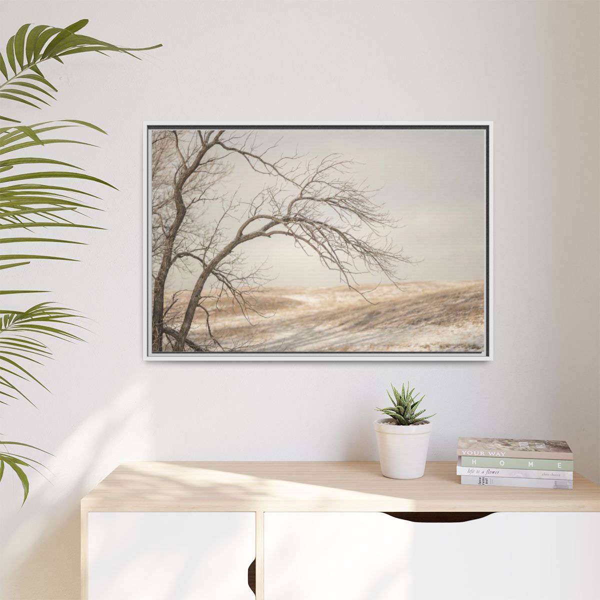 Matte Canvas, Framed - Winter Branch Solitude Landscape —......