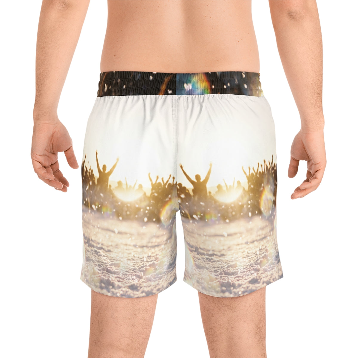 Men's Swim Shorts with Golden Hour Crowd Art