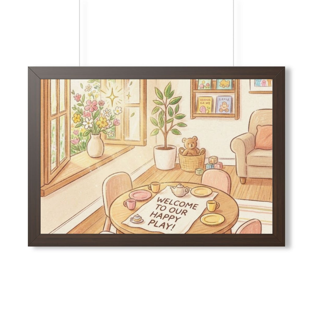 Framed Horizontal Poster - Sunlit Tea Party — Walnut (14×11...