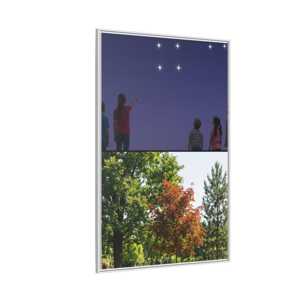 Matte Canvas, Framed - Stardust & Forest Discovery — White / 1.25" (8×10, 9×12, 11×14, 12×16, 10×20, 12×18, 16×20, 16×24, 18×24, 12×36, 20×24, 16×32, 20×30, 24×30, 24×32, 16×48, 24×36, 24×48, 30×40, 20×60, 32×48, 30×60 & 40×60)
