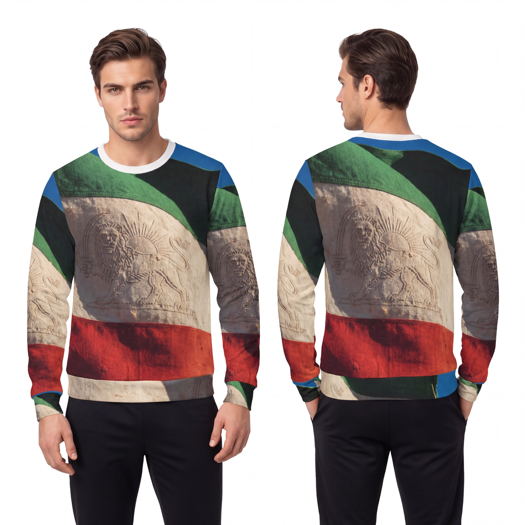 Men's Lightweight Sweatshirt - Vintage Persian Lion and Sun...