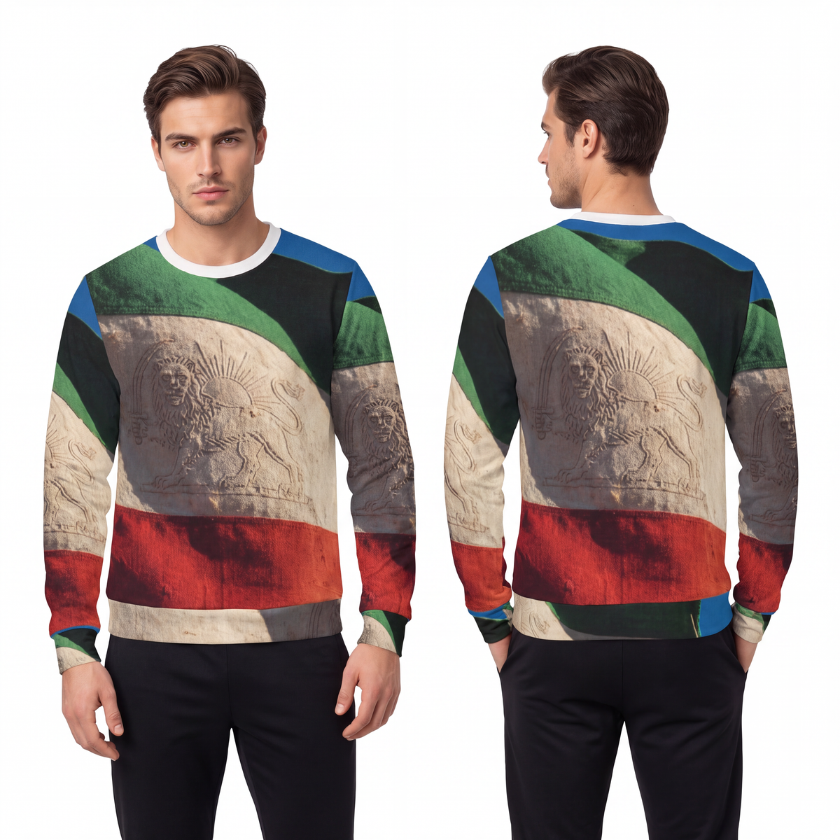 Men's Lightweight Sweatshirt - Vintage Persian Lion and Sun...