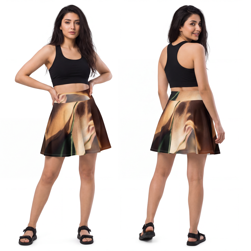 Women's Skater Skirt - Golden Hour - Emerald Sunset Glow |...