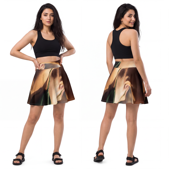 Women's Skater Skirt - Golden Hour - Emerald Sunset Glow