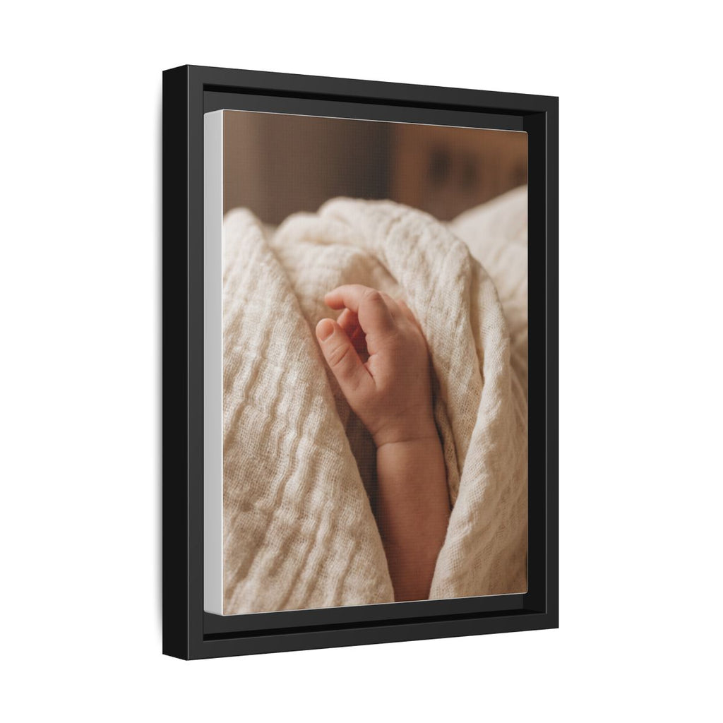 Framed Matte Canvas - Tender Newborn Hand (8×10, 9×12, 11×14, 12×16, 10×20, 12×18, 16×20, 16×24, 18×24, 12×36, 20×24, 16×32, 20×30, 24×30, 24×32, 16×48, 24×36, 24×48, 30×40, 20×60, 32×48, 30×60 & 40×60)