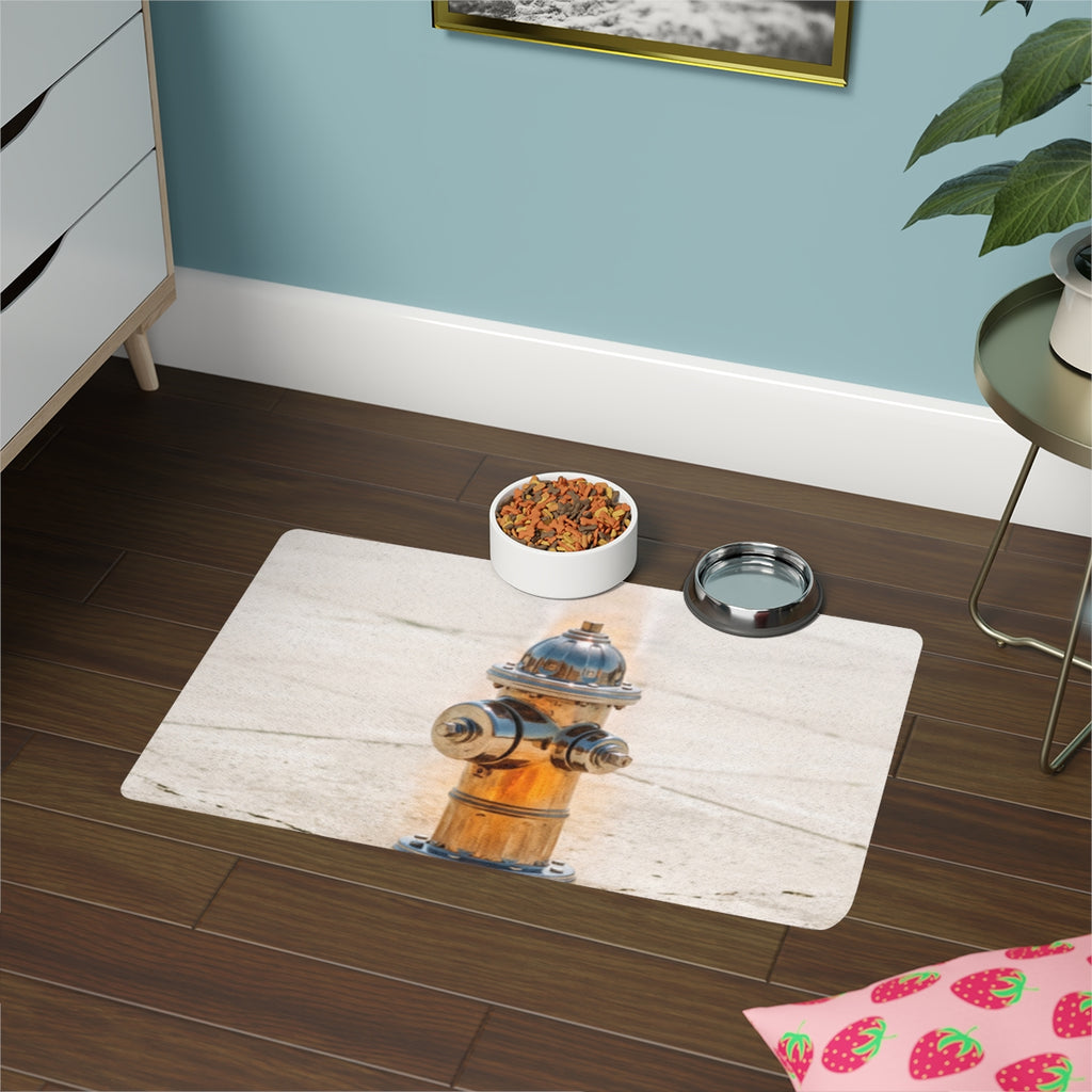 Pet Food Mat (12x18) - Golden Fire Hydrant | Echovira...