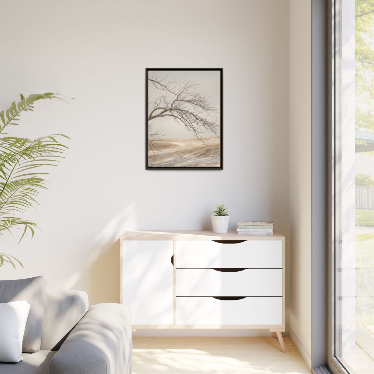 Matte Canvas, Framed - Winter Branch Solitude Landscape —......