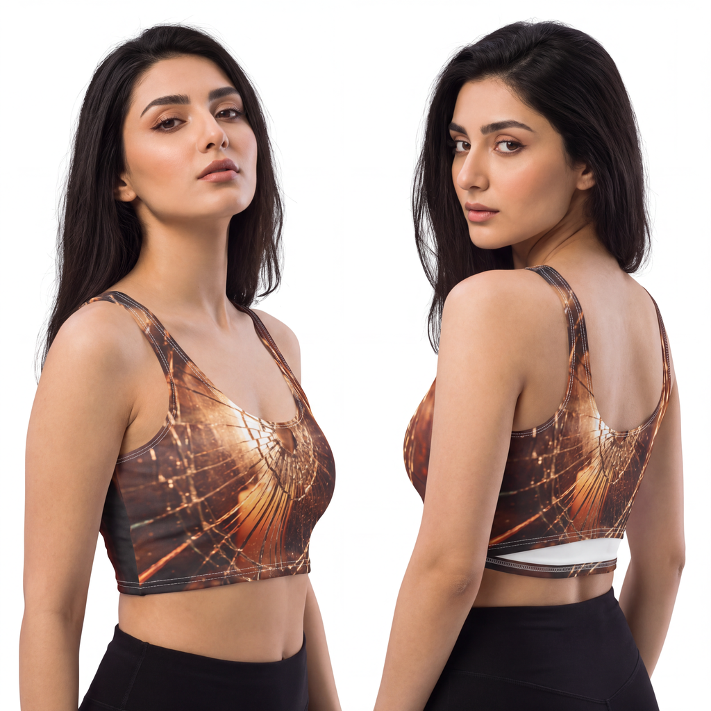Polyester Sports Bra - Shattered Amber Light | Echovira...