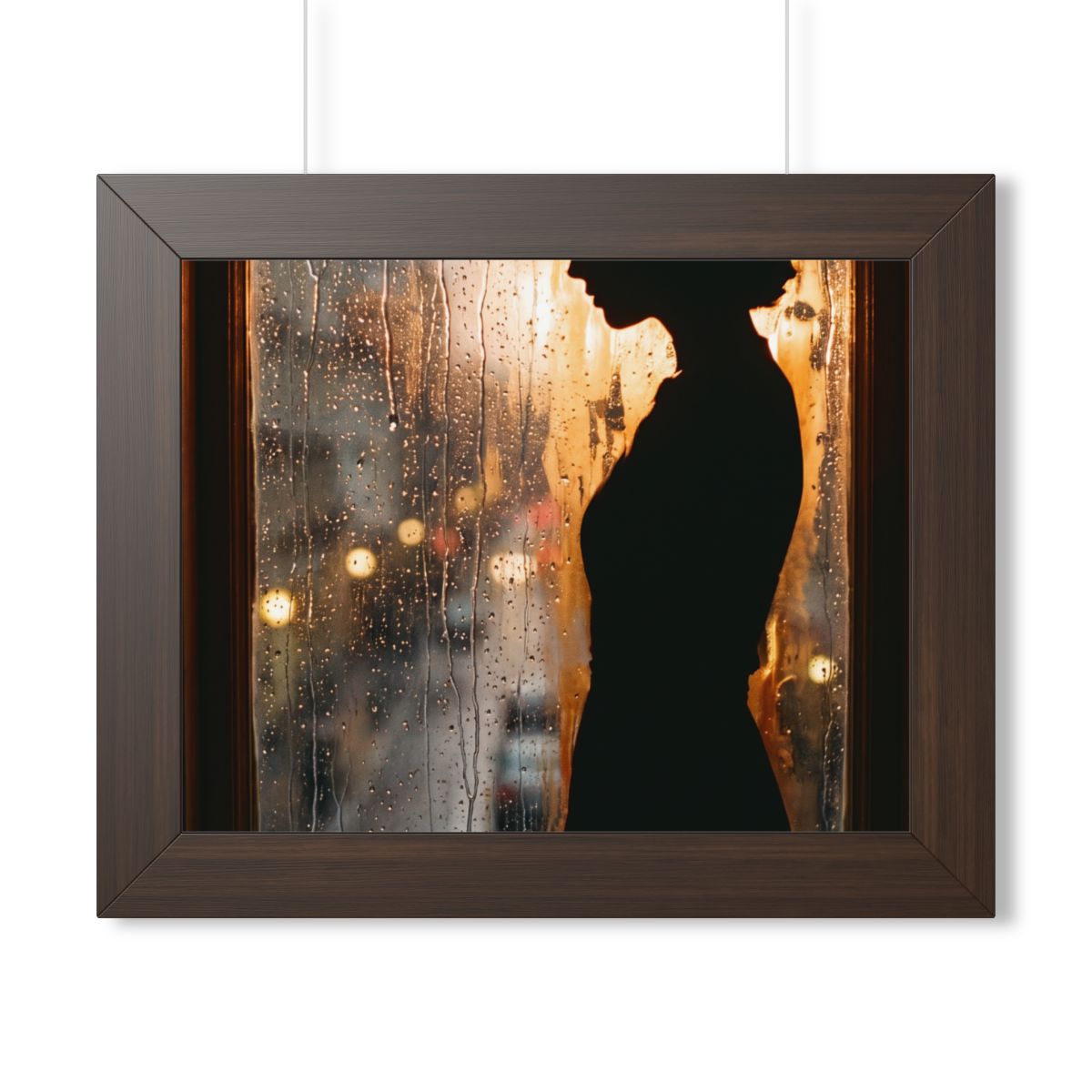 Framed Horizontal Poster - Twilight Rain — Walnut (14×11......