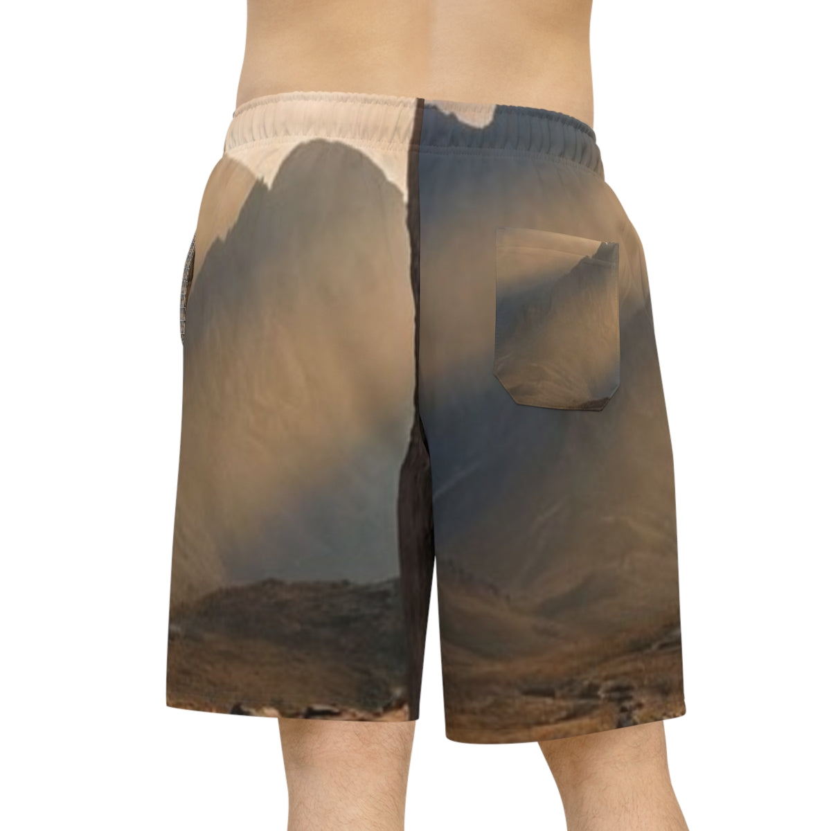 Men's Athletic Long Shorts - Ancient Stone Column Mountain...