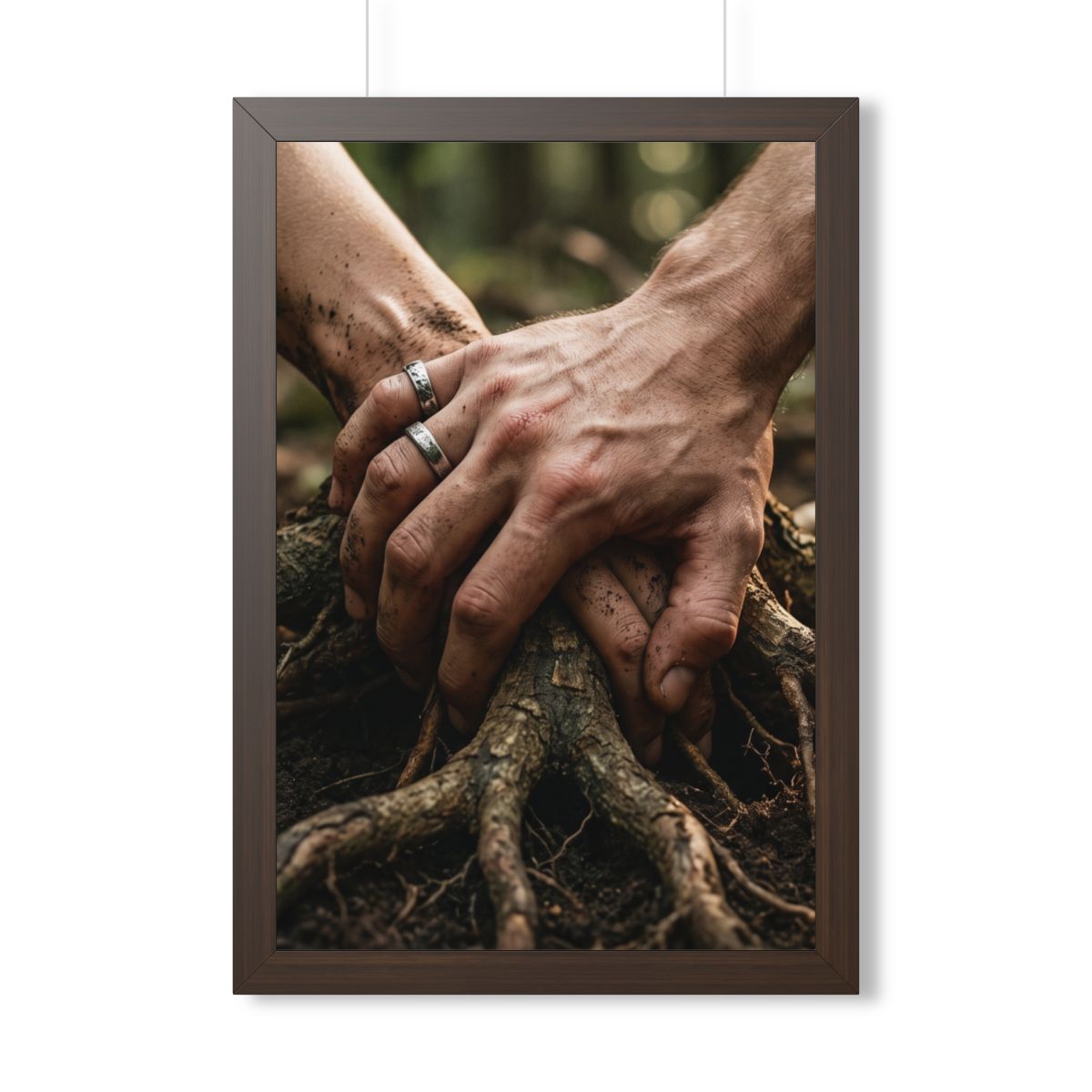 Walnut Framed Vertical Poster Earthy Forest Roots