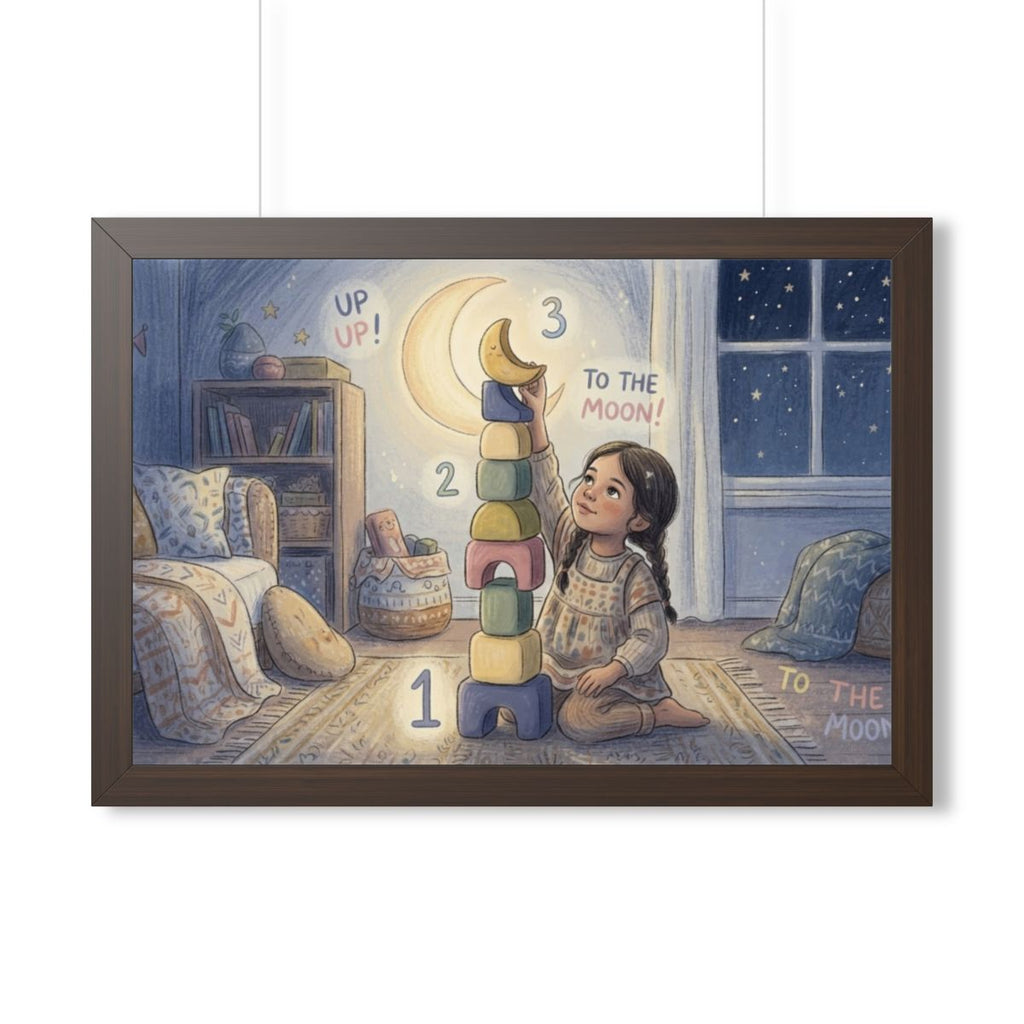 Framed Horizontal Poster - Moonlit Horizon — Walnut (14×11...