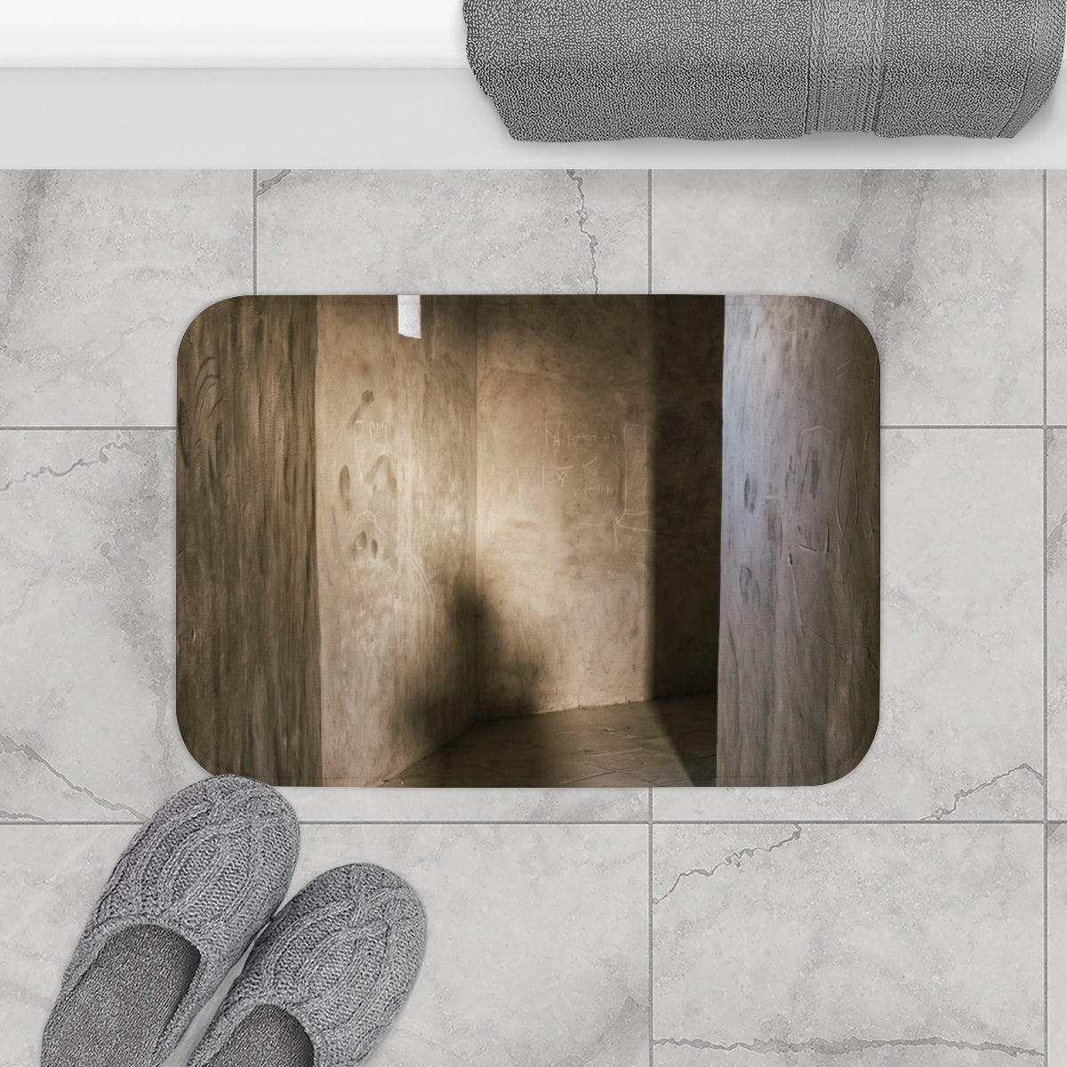 Bath Mat - Shadows of the Citadel moody architectural print...