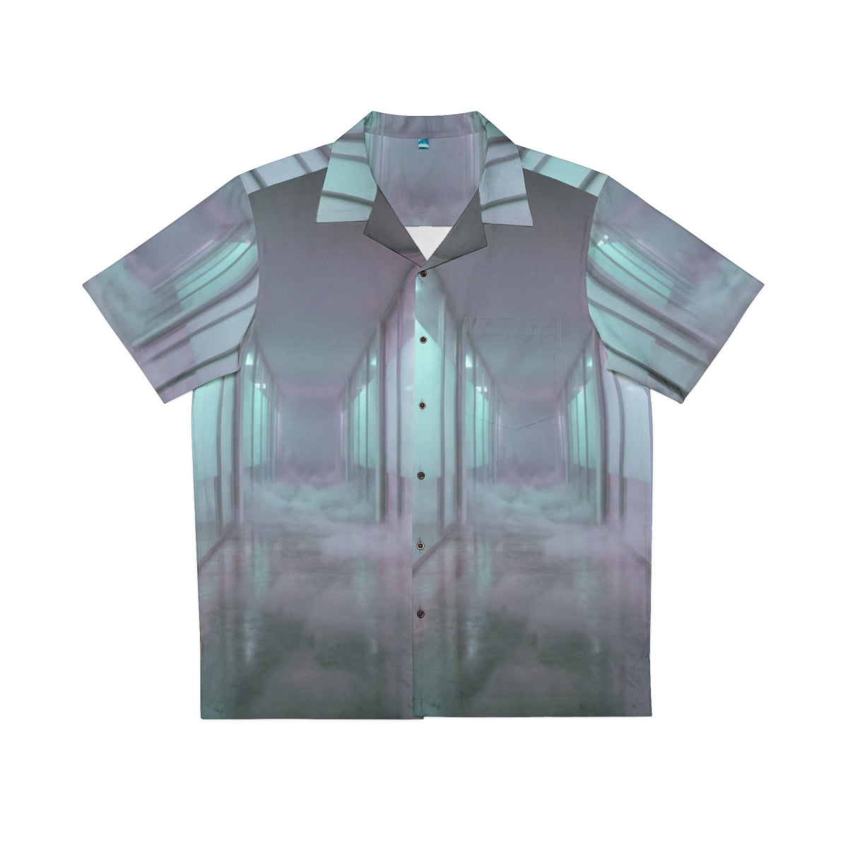 Men's Hawaiian Shirt - Liminal Corridor Fog Art Print |...