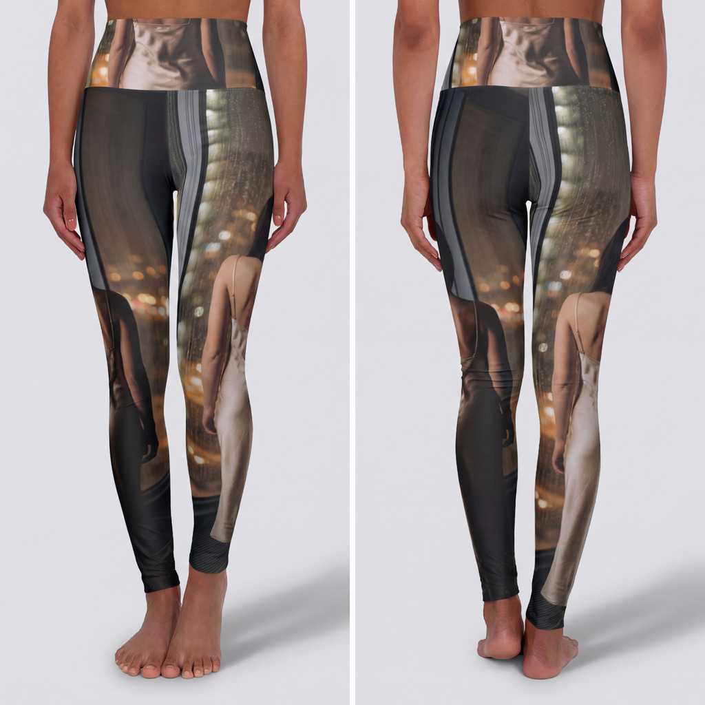 High Waisted Yoga Leggings - City Rain
