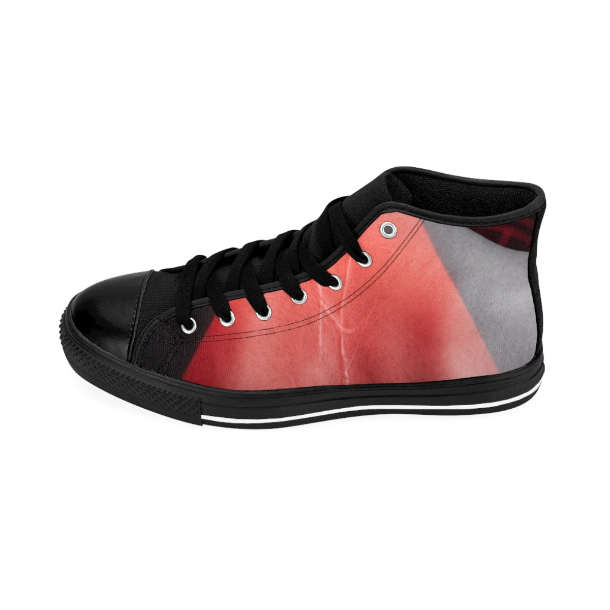 Women's Classic Sneakers with Crimson Silhouette Art