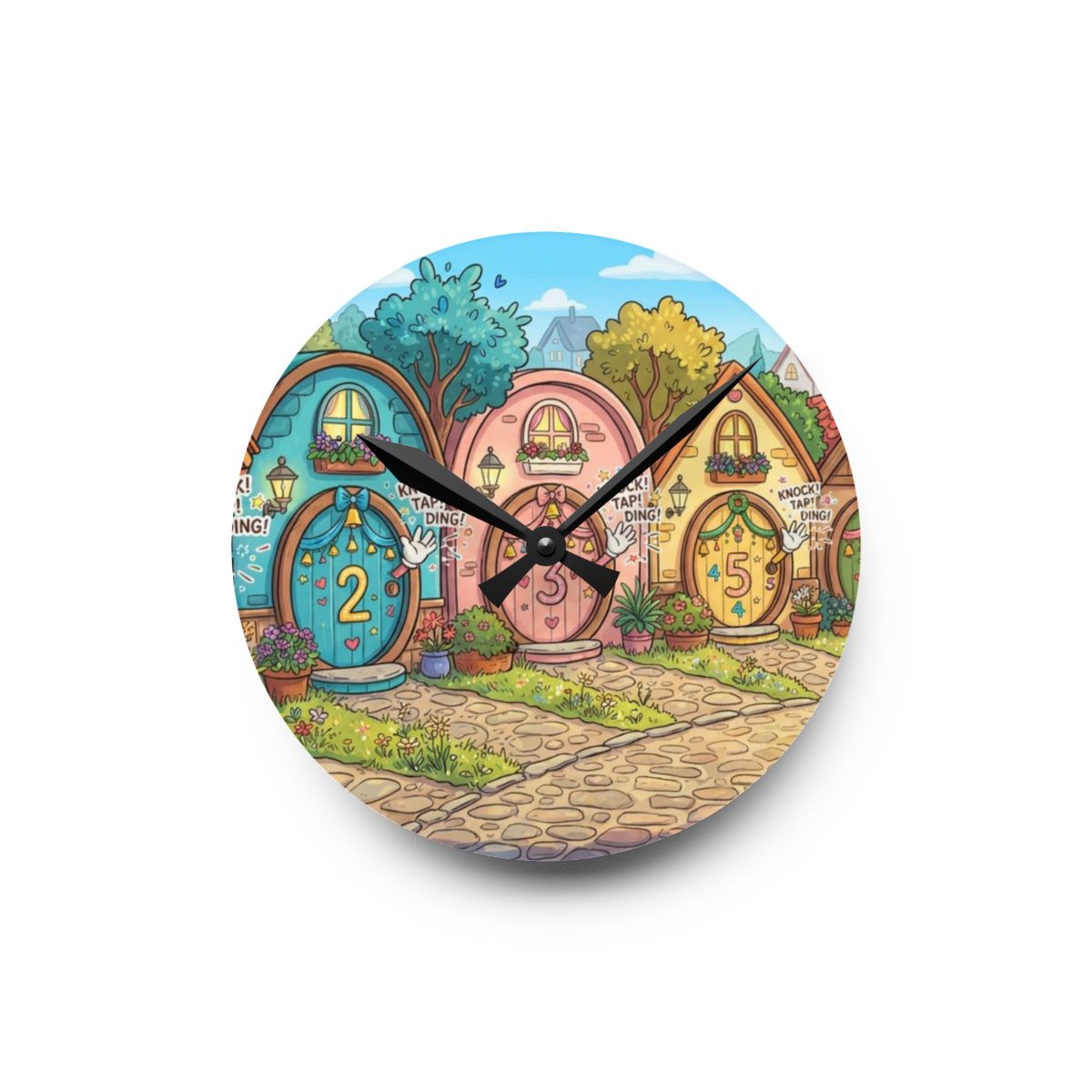 Acrylic Wall Clock - Storybook Counting Village | Echovira...