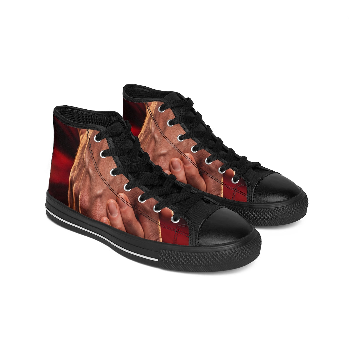 Zapatillas de mujer con arte de manos entrelazadas