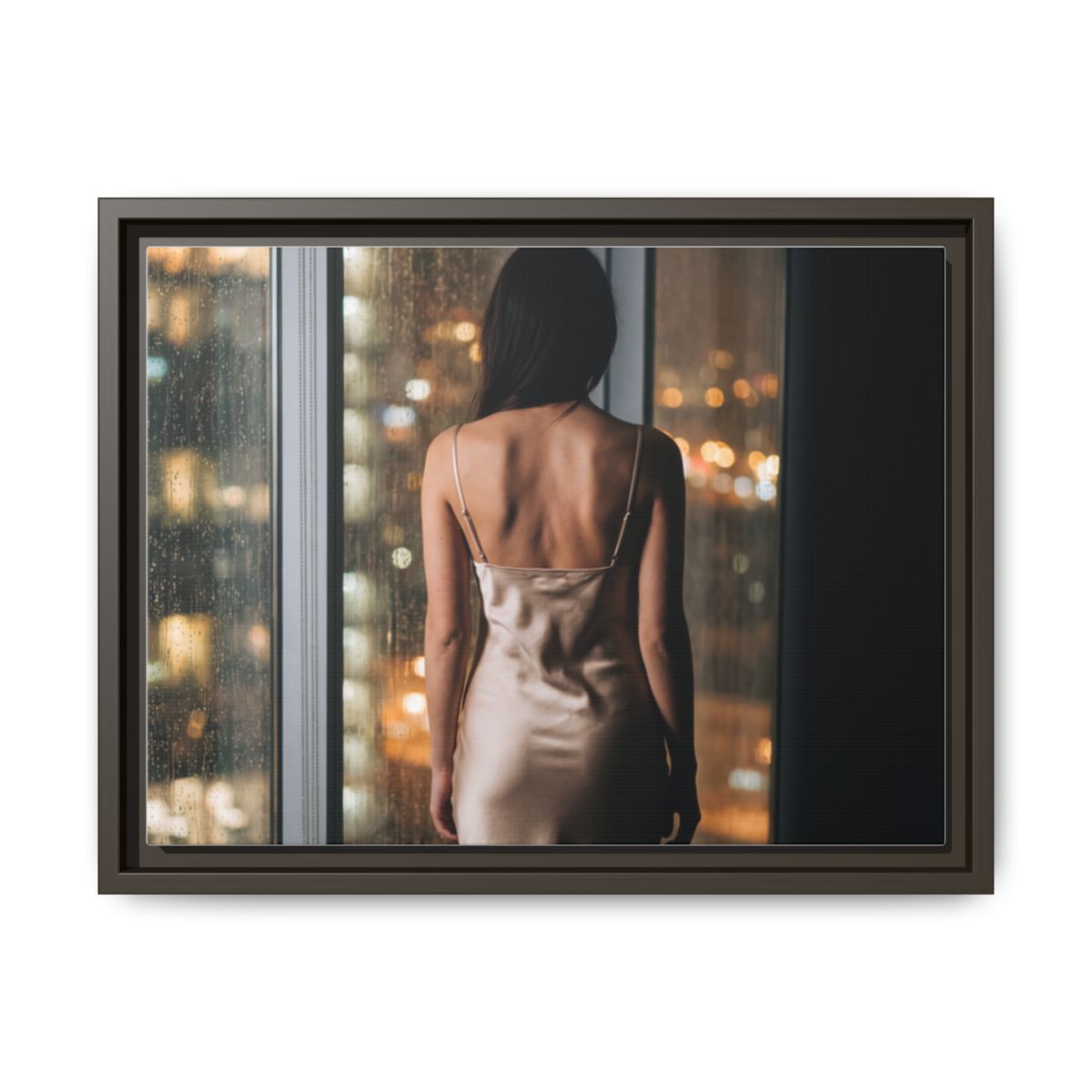 Framed Canvas - Midnight Rain Masterpiece — Espresso / 1.25"