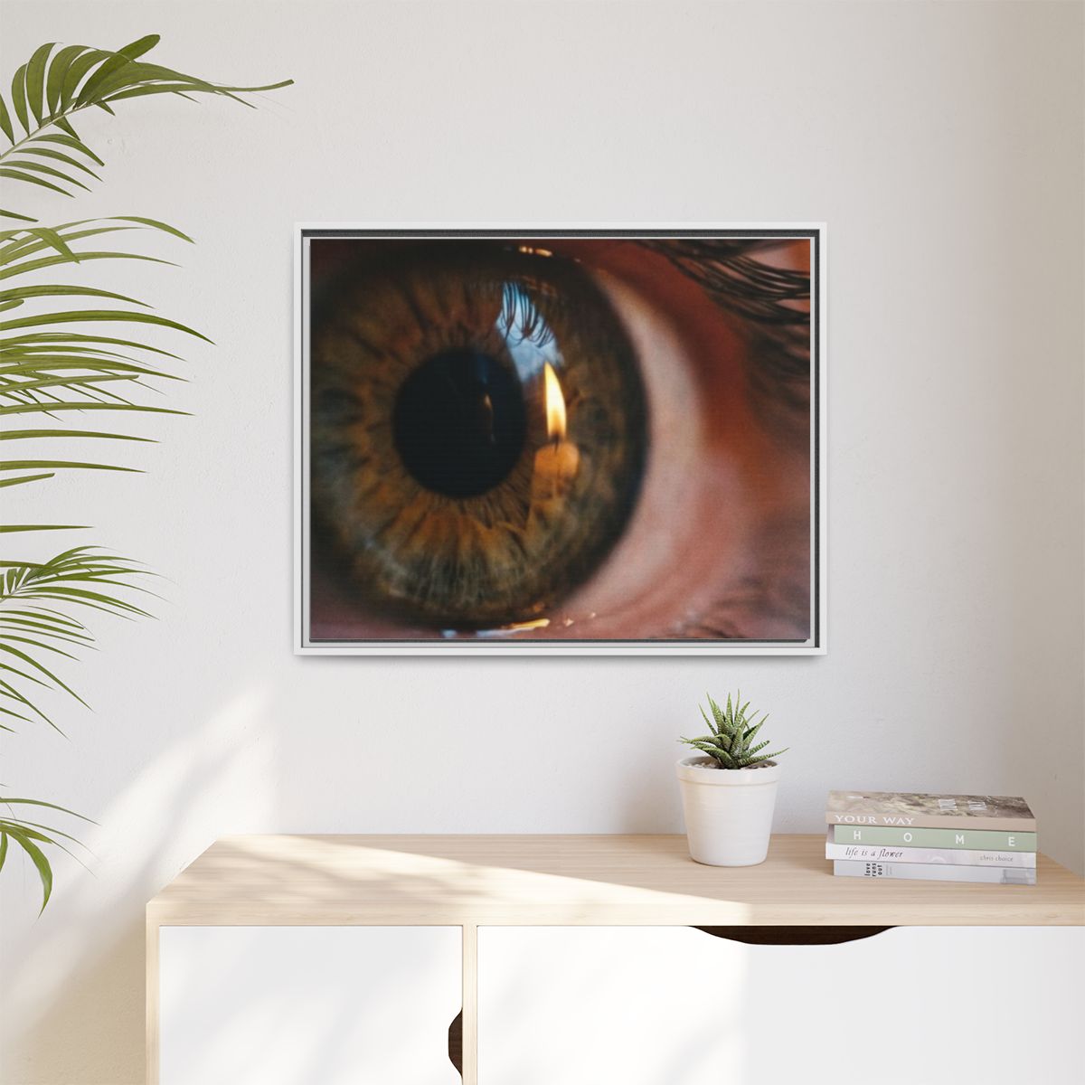 Matte Canvas, Framed - Amber Iris Reflection Fine Art Print...