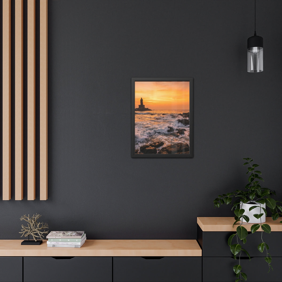 Framed Posters - Coastal Golden Glow — Portrait