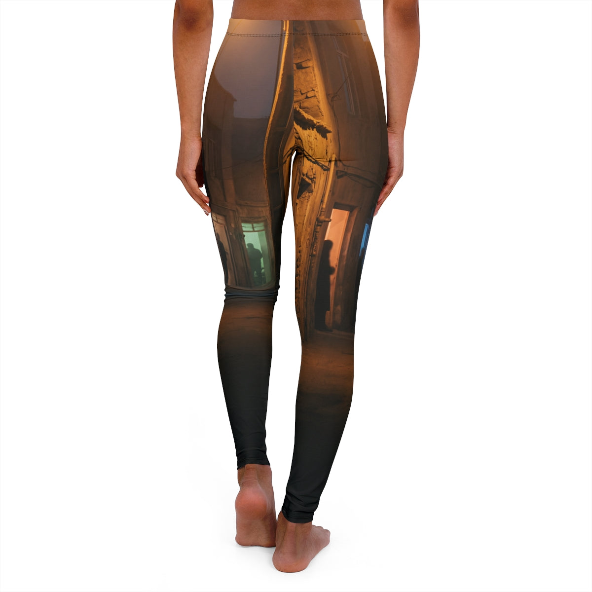 Women's Casual Spandex Leggings - Shadowed Alleyway Mystery...