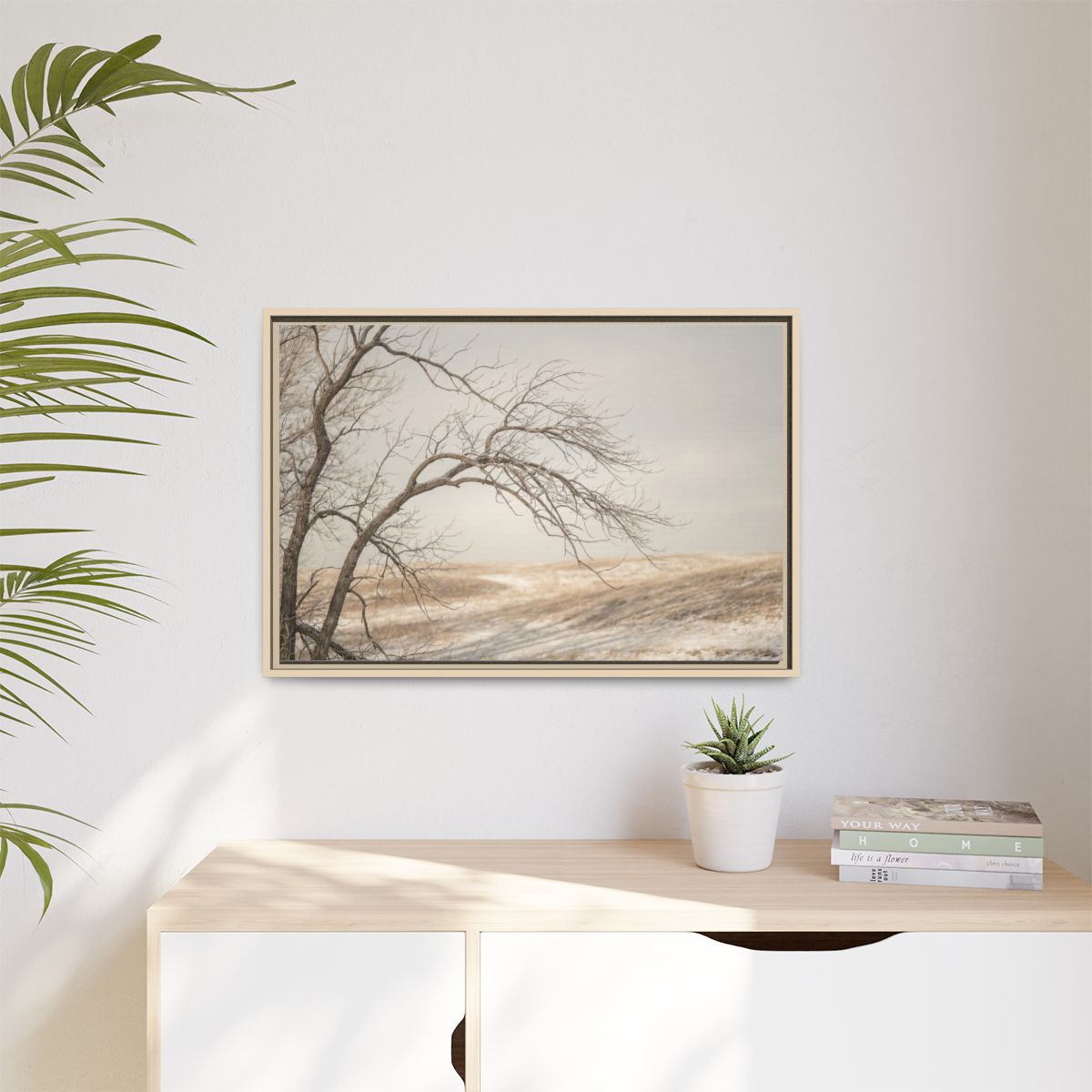 Matte Canvas, Framed - Winter Branch Solitude Landscape —......