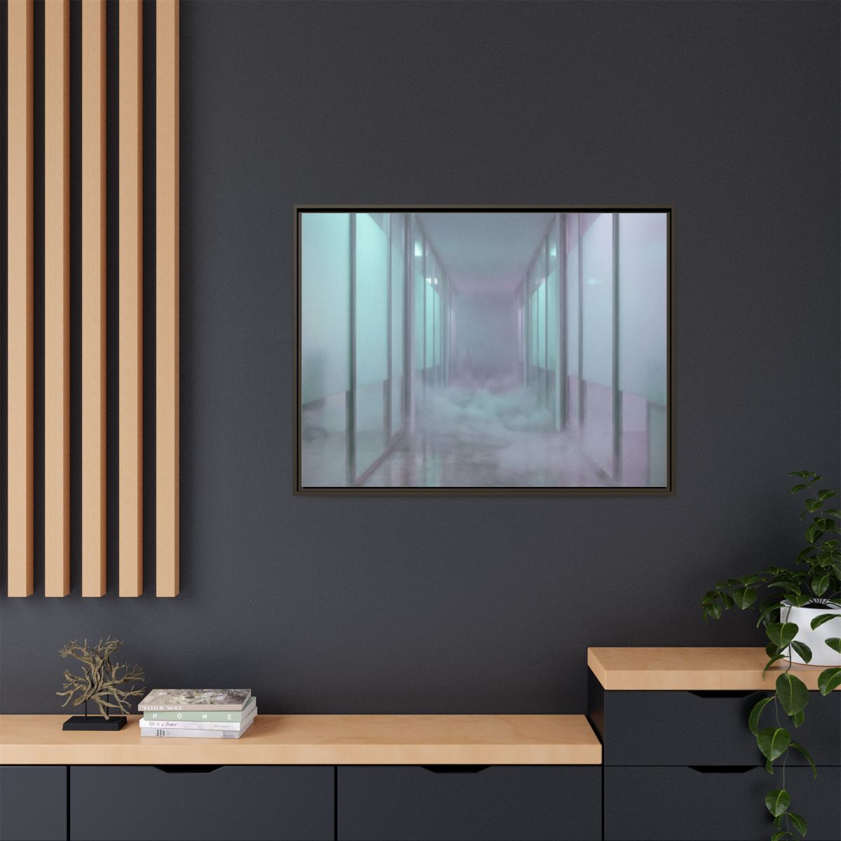 Matte Canvas, Framed - Liminal Corridor Fog Art Print —... |...
