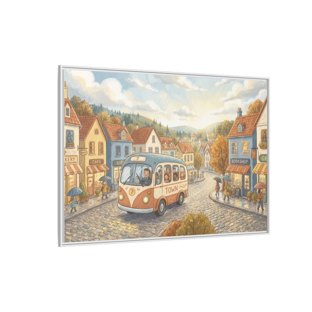 Matte Canvas Framed - Cozy Town Bus — White / 1.25" (10×8......