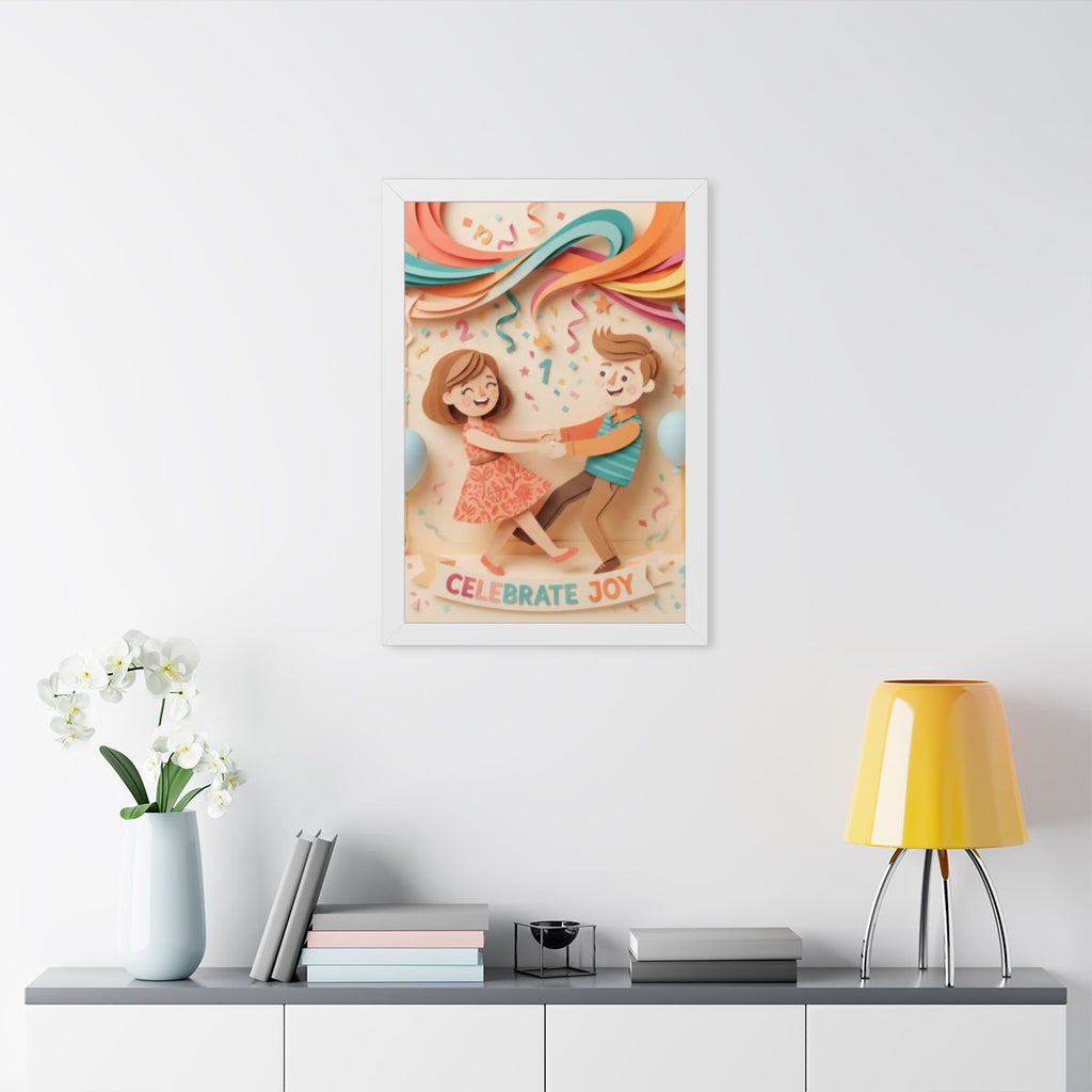 Framed Vertical Poster - Celebrate Joy Papercut Art... |...