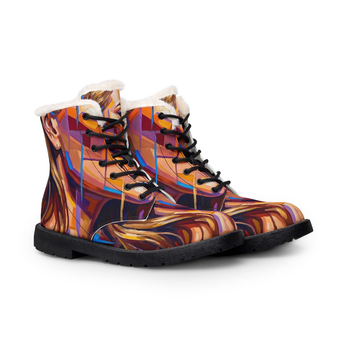 Men's Fur and Leather Boots - Shattered Elegance | Echovira...