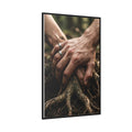 Portrait Matte Canvas, Black Frame Forest Hands