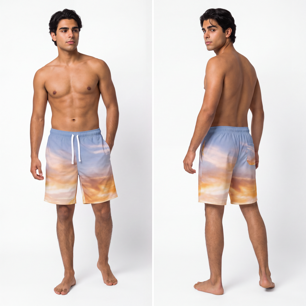 Men's Athletic Long Shorts - Sunset Ridge | Echovira Gallery