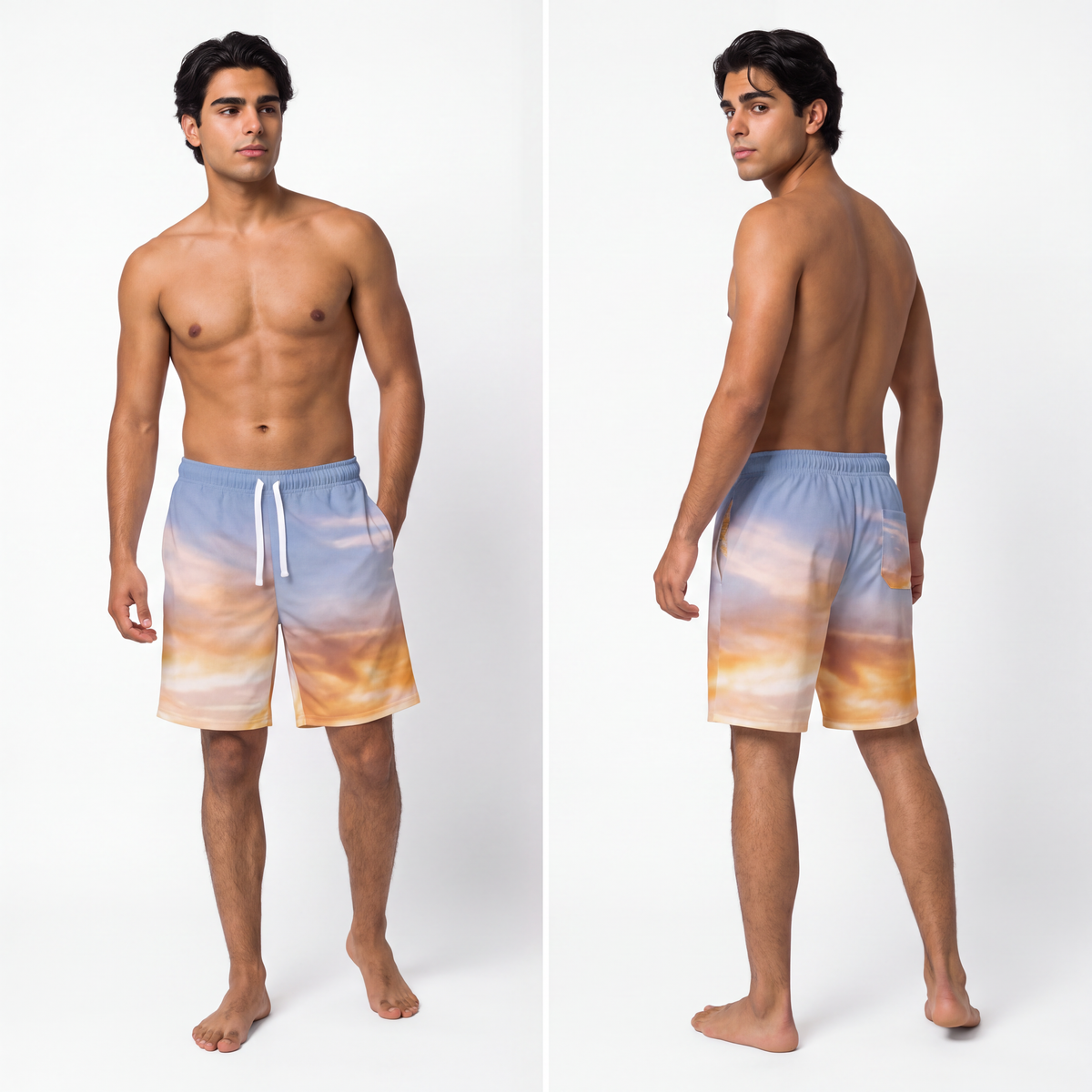 Men's Athletic Long Shorts - Sunset Ridge | Echovira Gallery