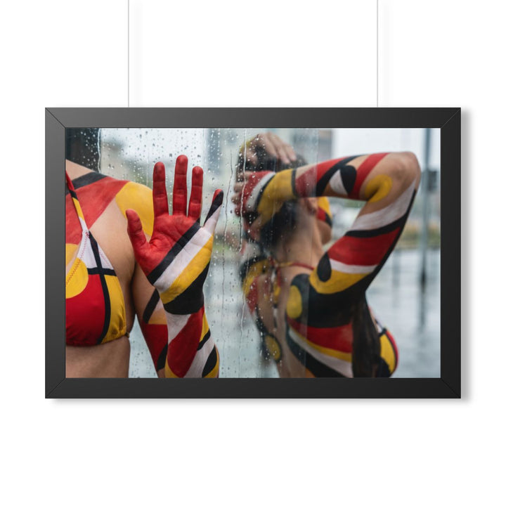 Framed Horizontal Poster - Urban Prism Abstract Body Paint Art — Black (14×11, 16×12, 16×16, 20×16, 24×16, 36×12 & 30×20)