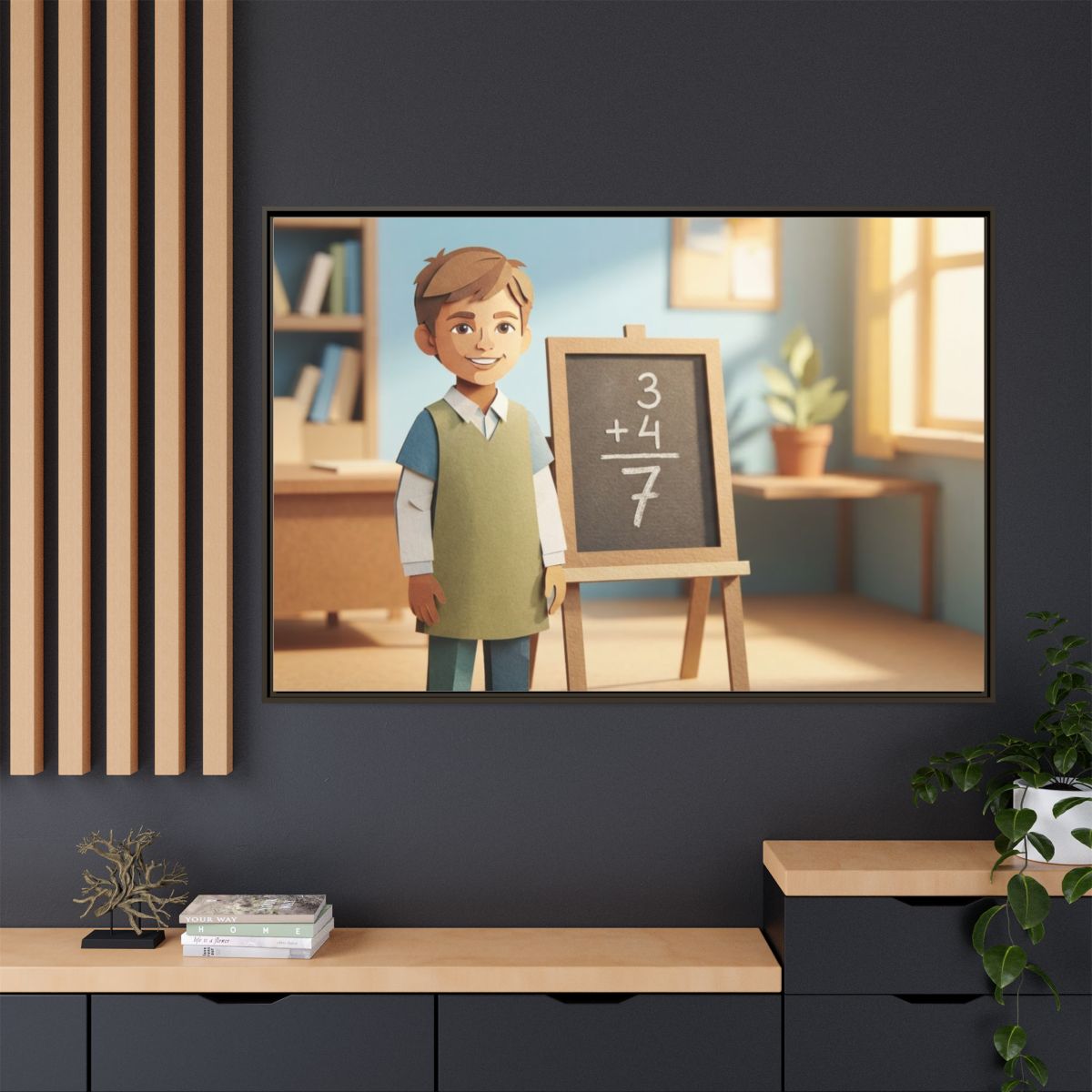 Matte Canvas Framed - Classroom Math Paper Art — Espresso /...