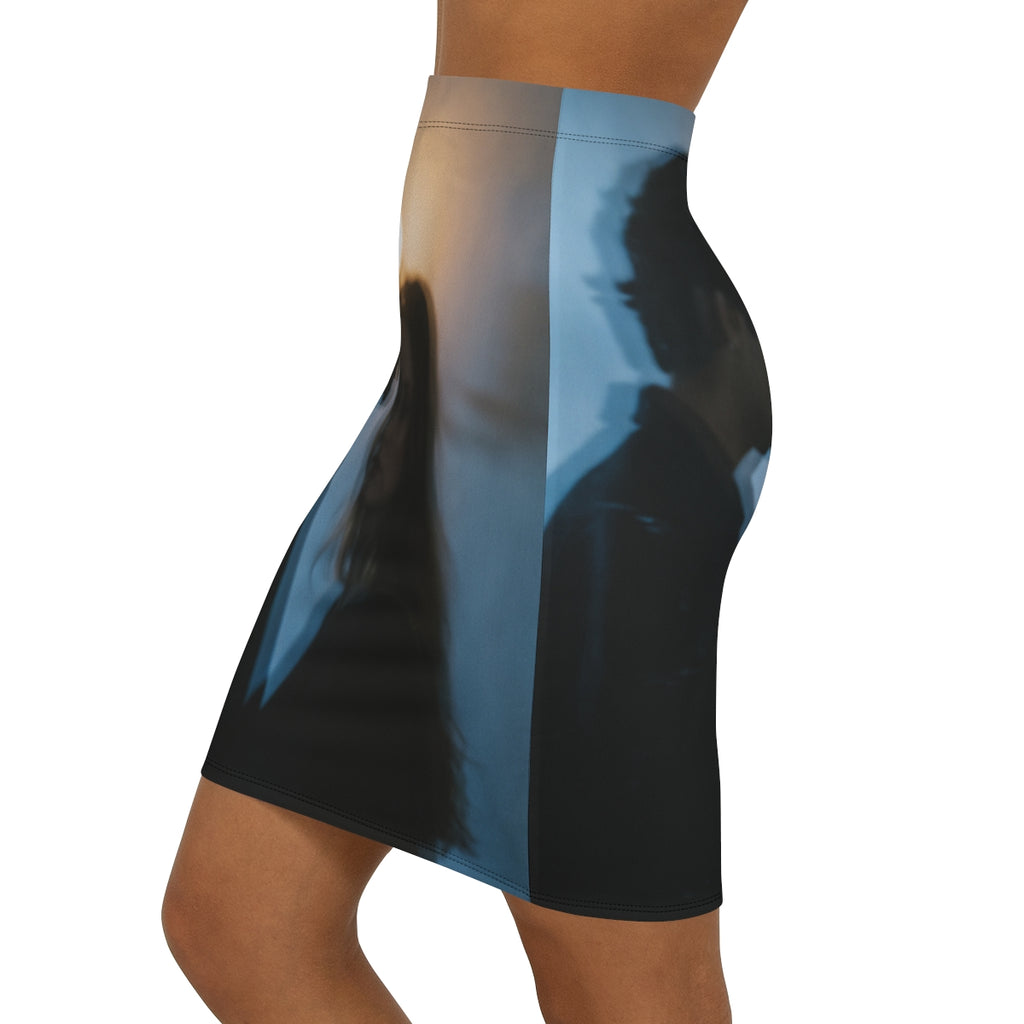 Women's Mid-Waist Pencil Skirt - Midnight Reflections Skirt...