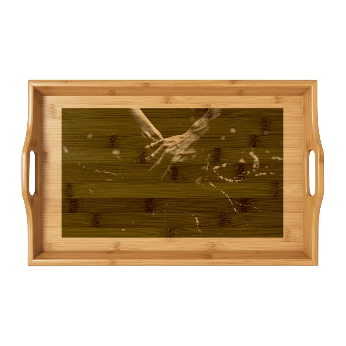 Bamboo Serving Tray with Forest Roots Art