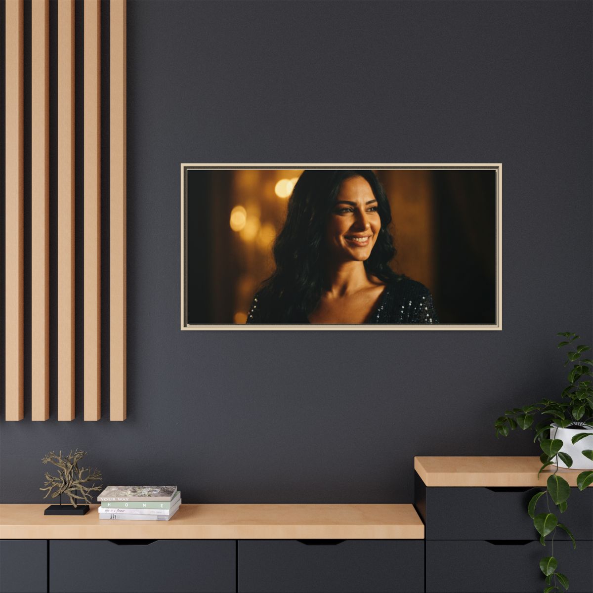 Framed Canvas Art - Golden Glamour — Natural / 1.25"