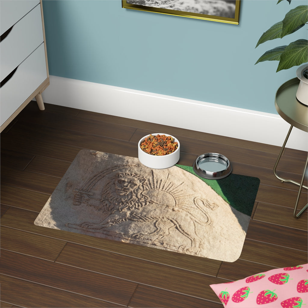 Pet Food Mat - Vintage Persian Lion and Sun Heritage Flag |...