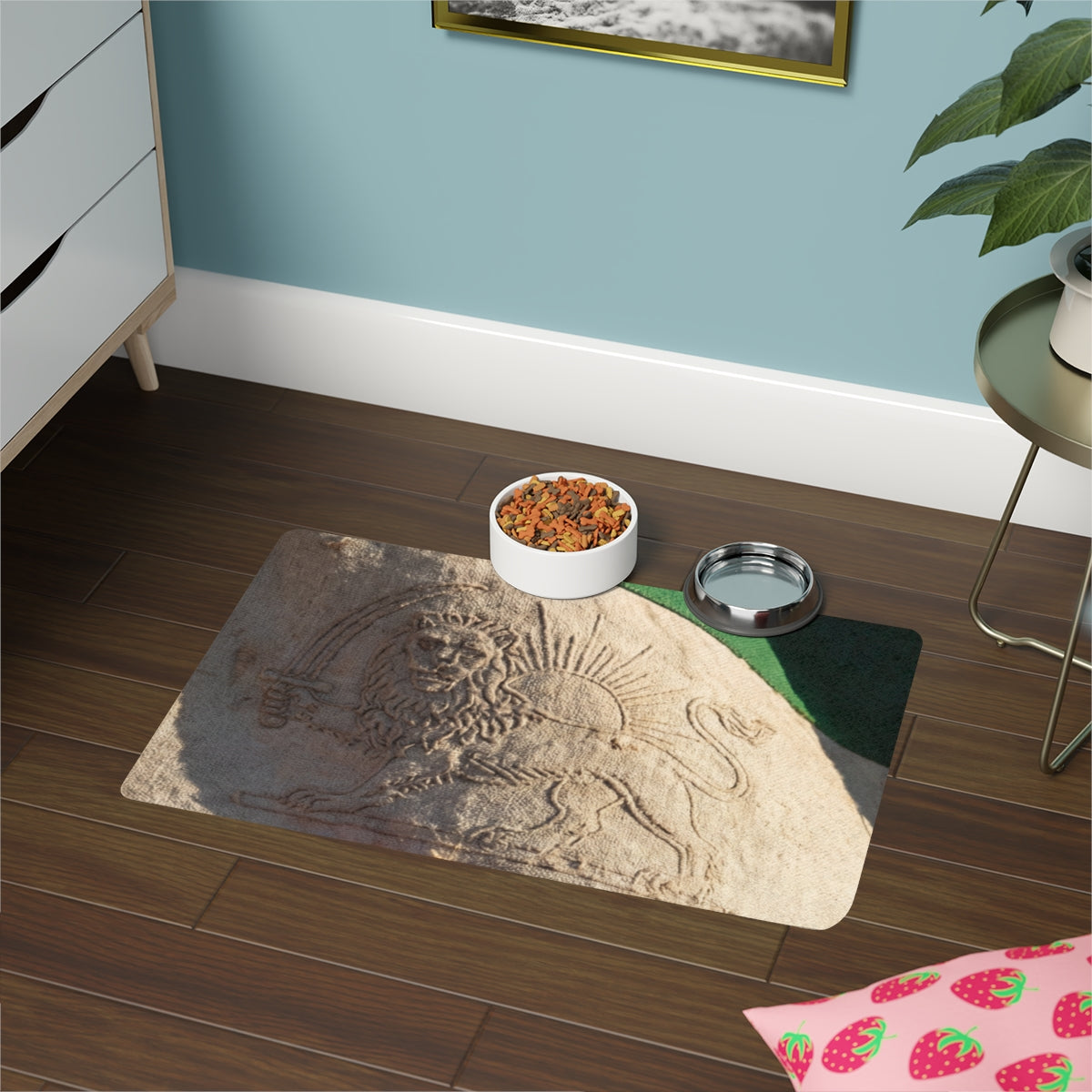 Pet Food Mat - Vintage Persian Lion and Sun Heritage Flag |...
