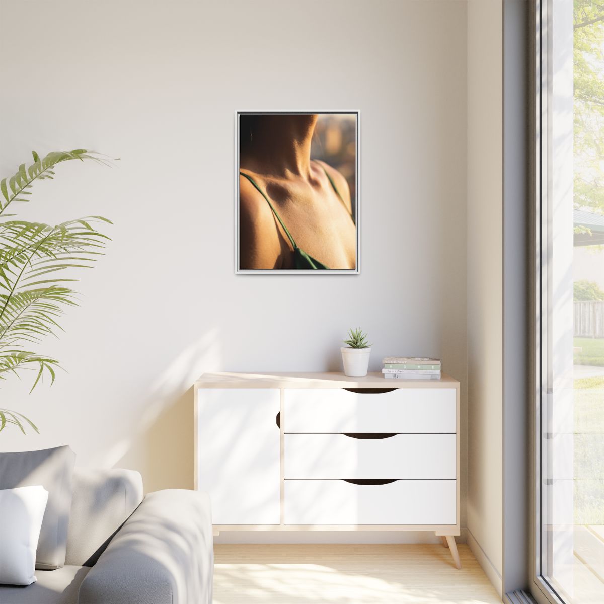 Golden Hour Matte Canvas - Framed Sunset Wall Art — White /...