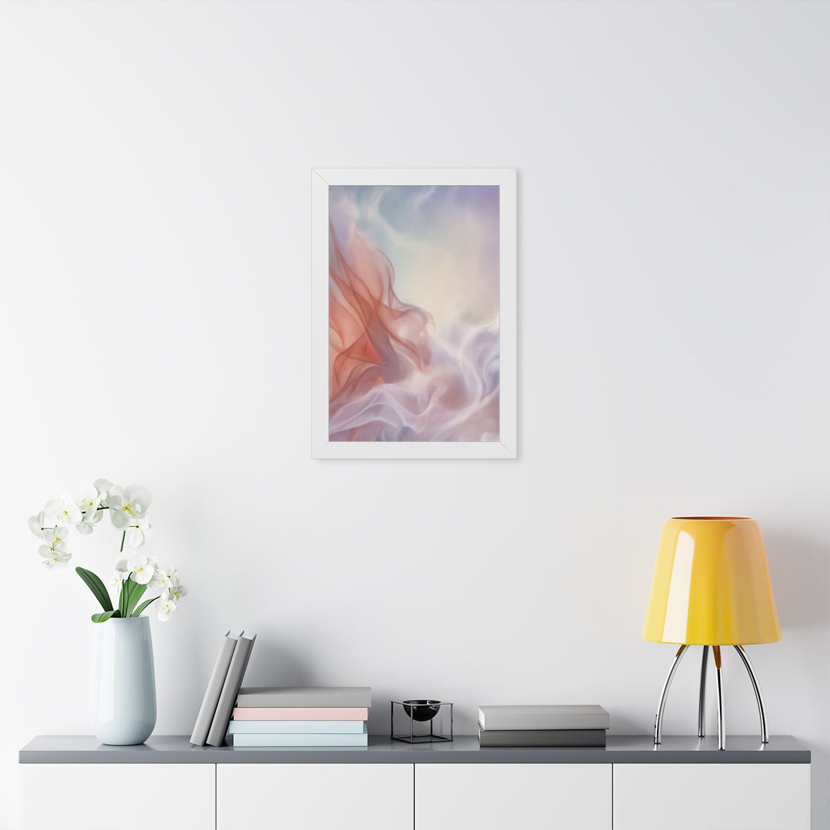 Framed Vertical Poster - Ethereal Silk Flow Pastel... |...
